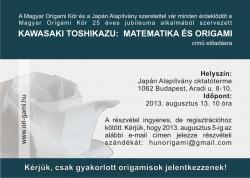 Kawasaki Toshikazu origami workshop - Budapest