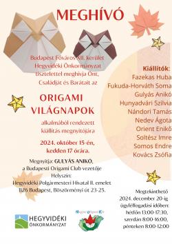 Origami világnapok 2024 - Kiállítás Budapesten