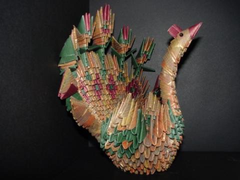 Páva 1000 papír technikával