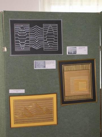 Részlet Újhegyi Györgyné Grőbel Eleonóra Vasarely nyomában origamival című kiállításából